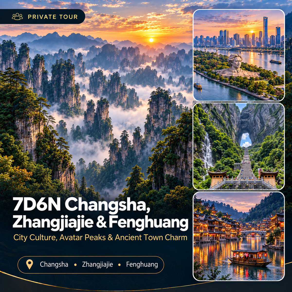 7D6N Changsha, Zhangjiajie & Fenghuang Private Tour | Hunan Grand Journey