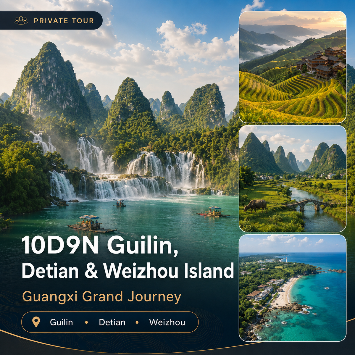 10T9N Guilin, Detian-Wasserfall & Weizhou-Insel Privatreise | Große Guangxi-Reise